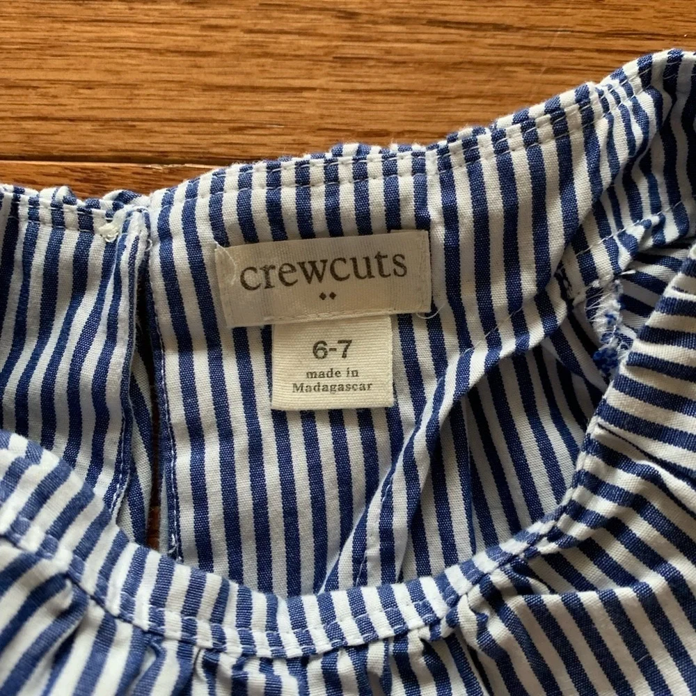Crewcuts size 6-7 blue/white striped top